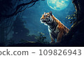 Tiger under the blue moon AI image 109826943