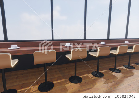 Counter by the window of a cafe where sunlight shines in Counter by the window of a cafe where sunlight shines in 109827045