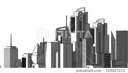 Modern architecture in a beautiful metropolisFreehand line drawing illustration, 3D illustration 109827215