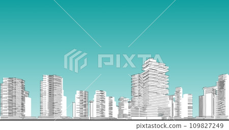 Modern architecture in a beautiful metropolisFreehand line drawing illustration, 3D illustration. 109827249