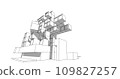 Modern architecture in a beautiful metropolisFreehand line drawing illustration, 3D illustration. 109827257