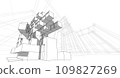 Modern architecture in a beautiful metropolisFreehand line drawing illustration, 3D illustration. 109827269