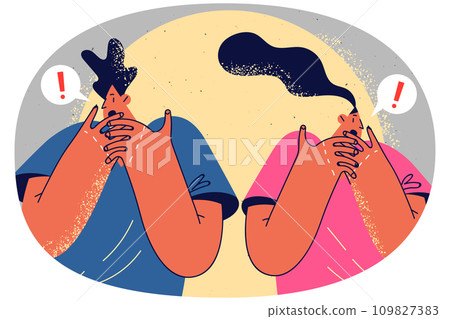 Shocked couple feeling frustrated and terrified 109827383