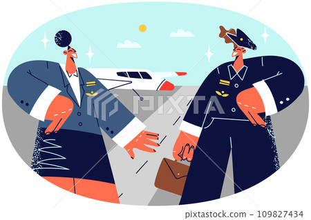 Airplane crew near plane Airplane crew near plane 109827434