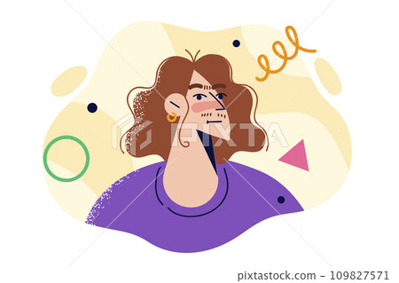 Woman with hirsutism syndrome, which causes facial hair growth, suffers due to excess testosterone Woman with hirsutism syndrome, which causes facial hair growth, suffers due to excess testosterone 109827571