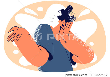 Unhappy man distressed with problem 109827587