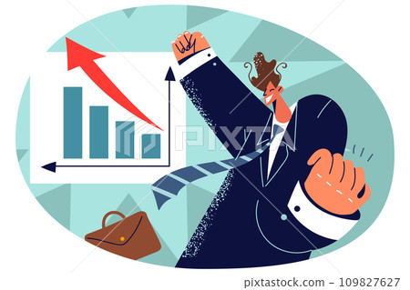 Smiling businessman celebrate financial growth 109827627