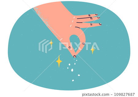 Person adding spices to food Person adding spices to food 109827687