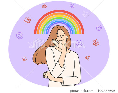 Happy woman dream about bright future 109827696