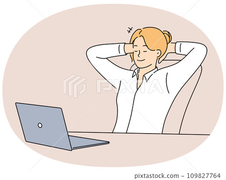 Happy businesswoman relax in office 109827764