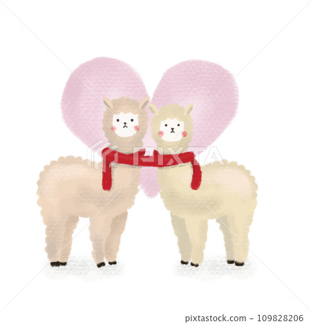 羊駝夫妻的水彩風格插圖 羊駝夫妻的水彩風格插圖 109828206