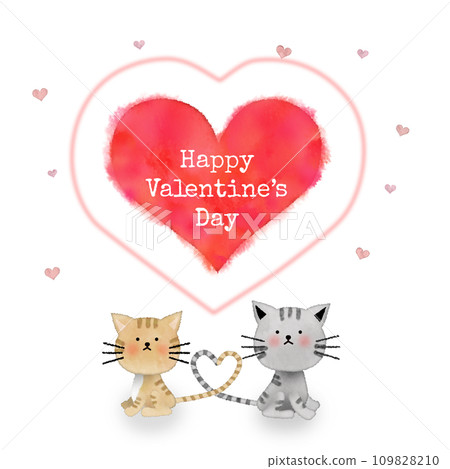 Valentine's Day heart-shaped cat hand-drawn illustration Valentine's Day heart-shaped cat hand-drawn illustration 109828210