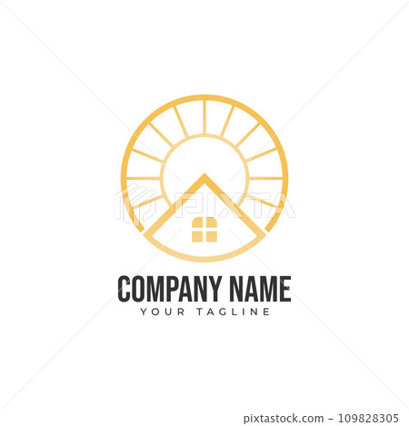 Sun house logo vector design line Sun house logo vector design line 109828305