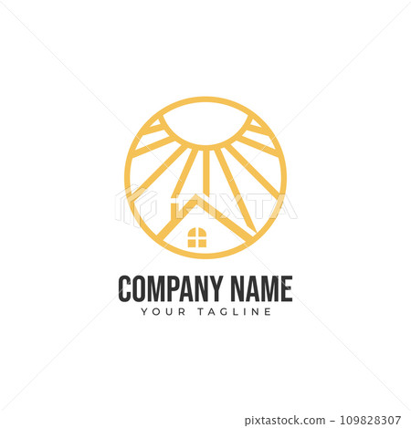 Sun house logo vector design line - Stock Illustration [109828307] - PIXTA