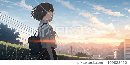 Profile female student illustration colorful AI image 109828430