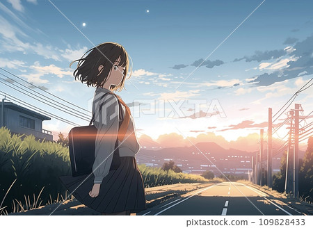 Profile female student illustration colorful AI image 109828433