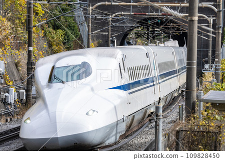 Tokaido Shinkansen emerging from the tunnel 109828450