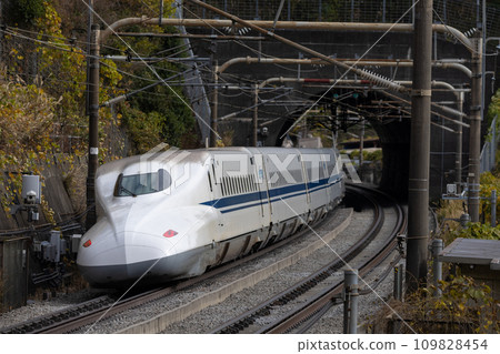 Tokaido Shinkansen emerging from the tunnel Tokaido Shinkansen emerging from the tunnel 109828454