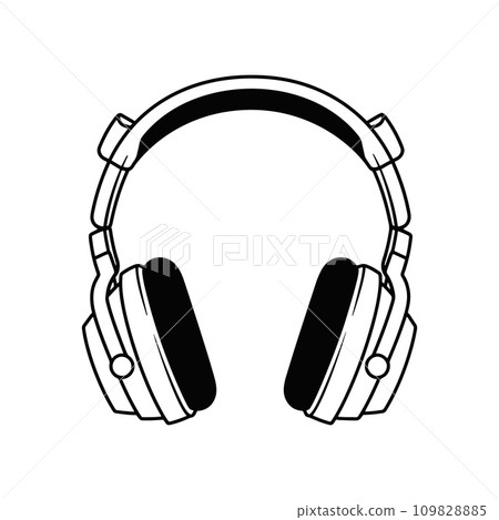 headphone line iconHeadphone icon. Audio earmuffs, isolated on white background. Vector illustration. 109828885