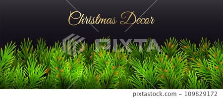 Border top of fir branches for Christmas vector 109829172