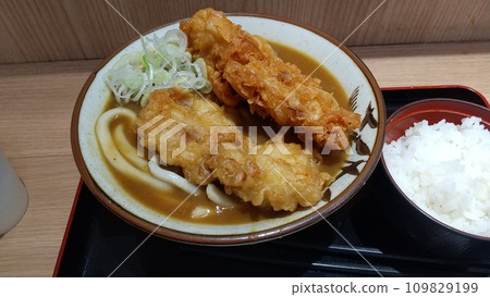 Curry udon with fried chicken Curry udon with fried chicken 109829199