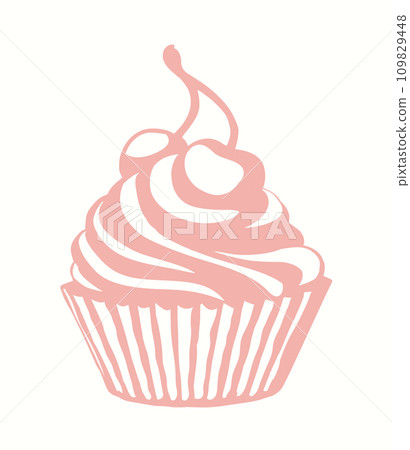 Vector drawing. Cake with cherries 109829448