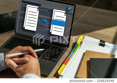 Businessman working with laptop computer in Microsoft Excel project dashboard accounting digital Businessman working with laptop computer in Microsoft Excel project dashboard accounting digital 109829546