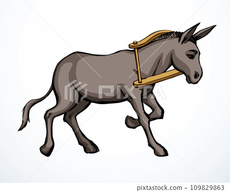 Vector drawing. Cute old mule 109829863