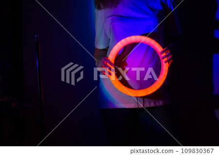 Hipster trendy model girl with pop outfit in influencer lifestyle Hipster trendy model girl with pop outfit in influencer lifestyle 109830367