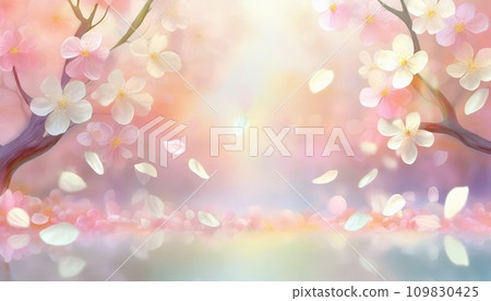 AI-generated image: Background material with dancing cherry blossom petals 109830425
