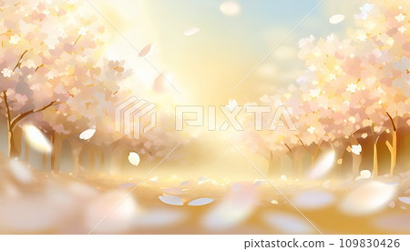 AI-generated image: Background material with dancing cherry blossom petals 109830426