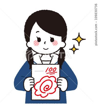 學生在考試中獲得滿分的插圖。 109830736