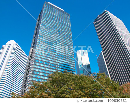 Autumn Shinjuku subcenter cityscape shining against the blue sky (November 2023) 109830881
