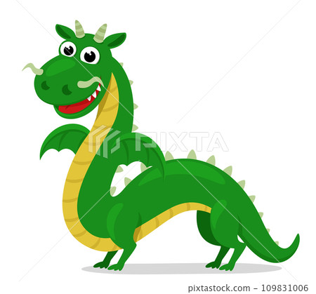 Dragon stands and smiles on a white, character. Year of the Dragon Dragon stands and smiles on a white, character. Year of the Dragon 109831006