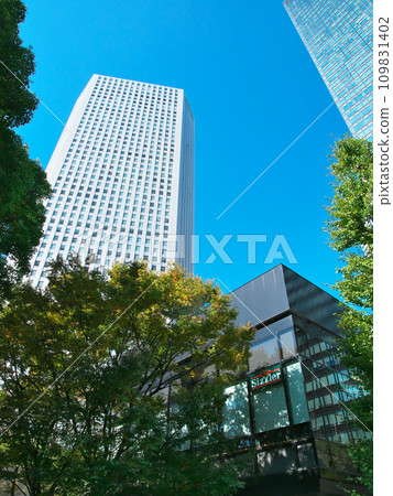 Autumn Shinjuku subcenter cityscape shining against the blue sky (November 2023) 109831402