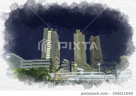 水彩風格 橫濱 櫻木町站東口地區 神奈川縣橫濱市 109831649