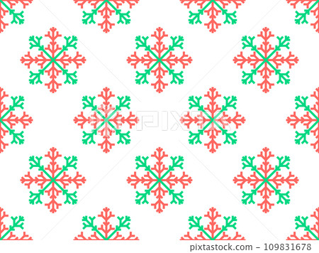 Snowflakes seamless pattern. Winter background with geometric snowflakes of different shapes. Christmas and New Year design for wrapper, banner and poster. Vector illustration 109831678