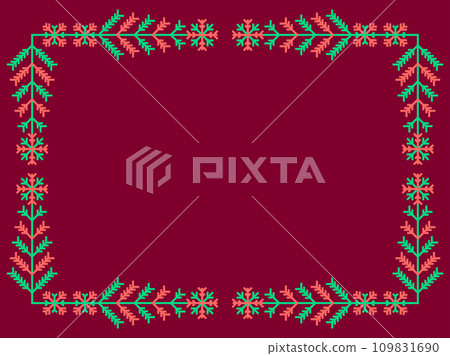Winter frame with snowflakes with place for text. Winter vintage linear border with snowflake in line art style. Xmas frame template for invitations, flyers and greeting cards. Vector illustration 109831690