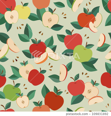 Apples Red Green Yellow Seamless Pattern 109831892