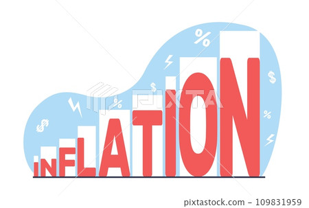 Rising or increasing inflation. Currency devaluation. Percentage rate growing. Ecological crisis. Financial hyperinflation. Prices of goods on world markets growth cartoon flat vector concept Rising or increasing inflation. Currency devaluation. Percentage rate growing. Ecological crisis. Financial hyperinflation. Prices of goods on world markets growth cartoon flat vector concept 109831959