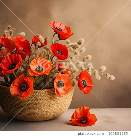 poppies flower on vintage backgrounds poppies flower on vintage backgrounds 109831985