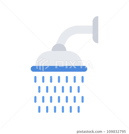 Bathroom shower icon. Shower head with water drops. 109832795