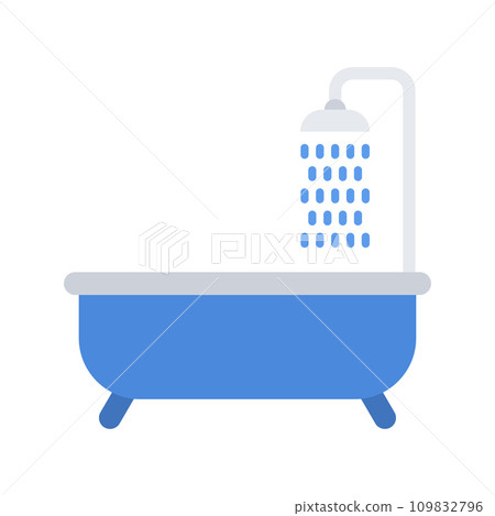 Bathtub icon. Bathtub with shower. 109832796