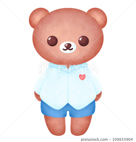 Cute Brown Bear Doodle illustration, Hand drawn, water color, Pencil in doodle Cute Brown Bear Doodle illustration, Hand drawn, water color, Pencil in doodle 109833904