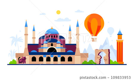 Hagia Sophia Grand Mosque - modern colored vector illustration Hagia Sophia Grand Mosque - modern colored vector illustration 109833953