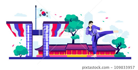 Sports centers and martial arts - modern colored vector illustration 109833957