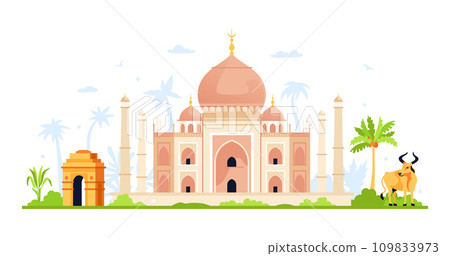 Sacred India places - modern colored vector illustration Sacred India places - modern colored vector illustration 109833973