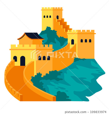 The great Wall of China - flat design style single isolated image 109833974