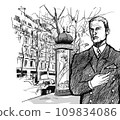 Man walking in Paris - vector illustration 109834086