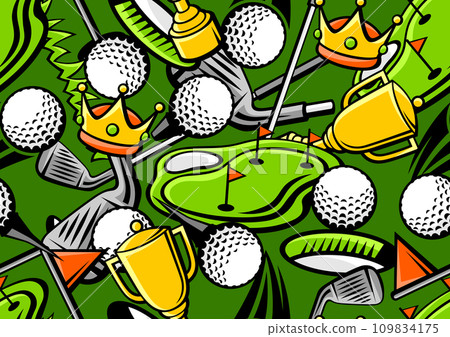 Pattern with golf items. Sport club illustration. Pattern with golf items. Sport club illustration. 109834175